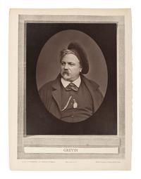 [EARLY PHOTOGRAPHY]. 4 woodburytypes of French subjects, incl. Grévin, Sarcey, David, and Lambert.