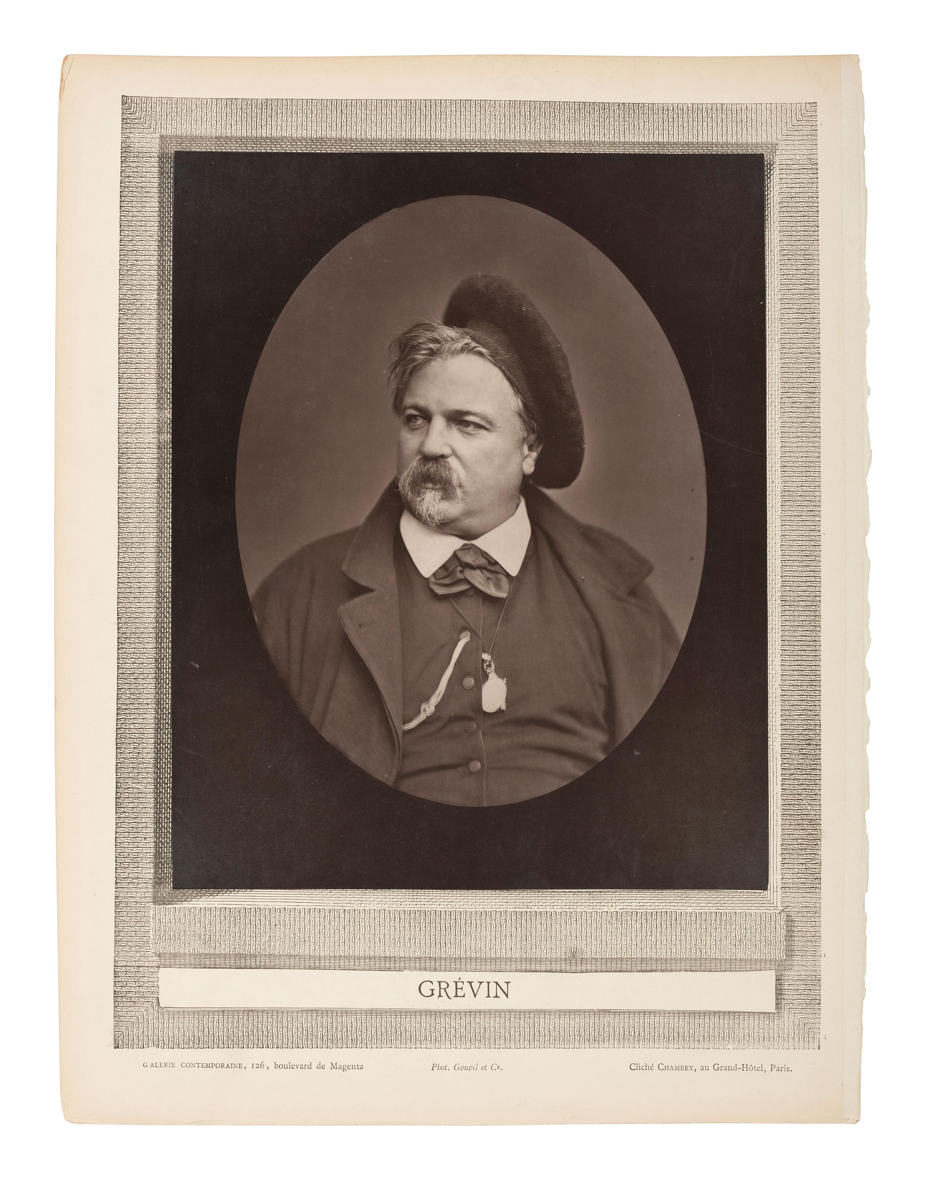 [EARLY PHOTOGRAPHY]. 4 woodburytypes of French subjects, incl. Grévin, Sarcey, David, and Lambert.
