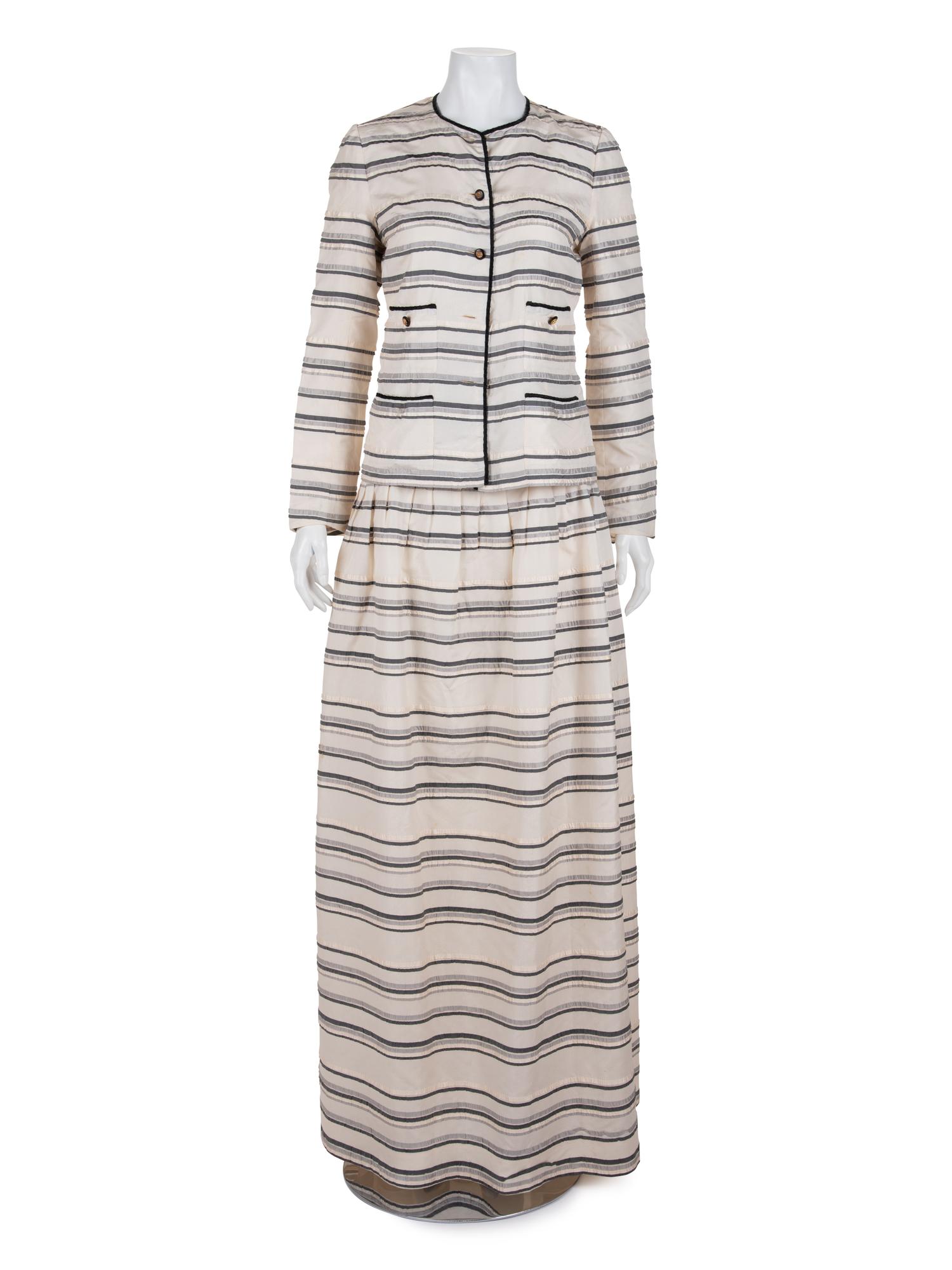Chanel Silk Striped Skirt Ensemble, 1990s