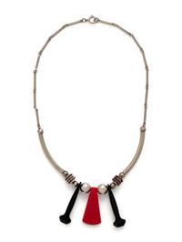 ART DECO, CHROME-PLATED BRASS AND GALALITH NECKLACE