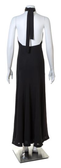 A Madame Gres Black Draped Halter Gown, No size.