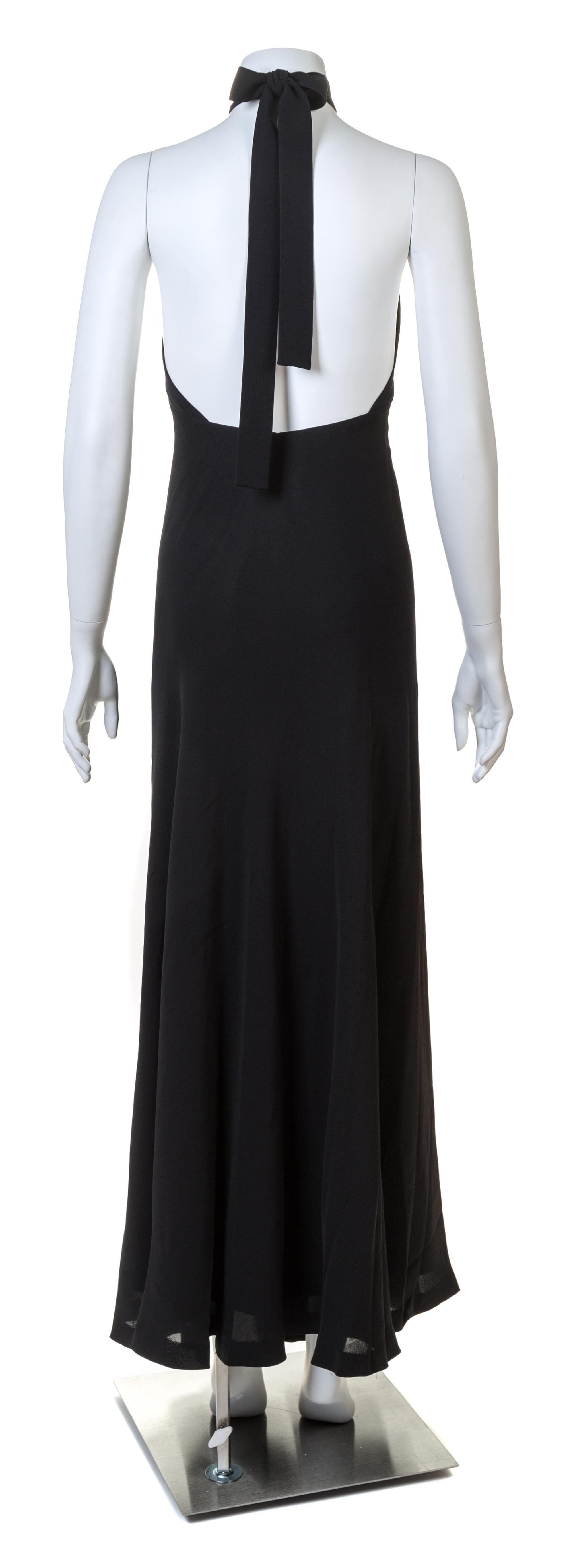 A Madame Gres Black Draped Halter Gown, No size.