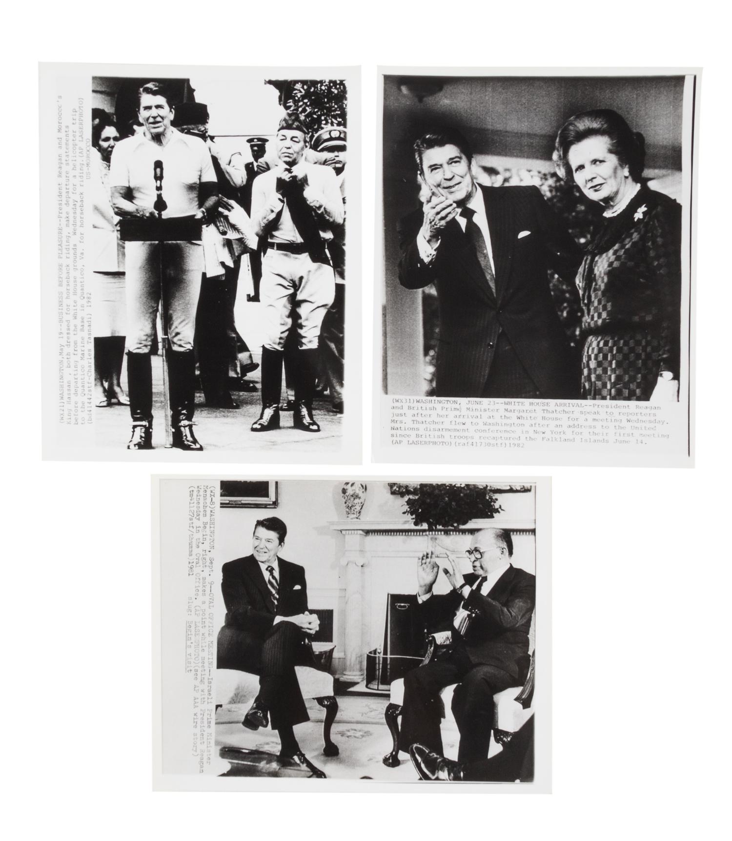 (NATIONAL ENQUIRER; REAGAN, RONALD) 9 photos, credits to Wide World Photos, United Press and People.