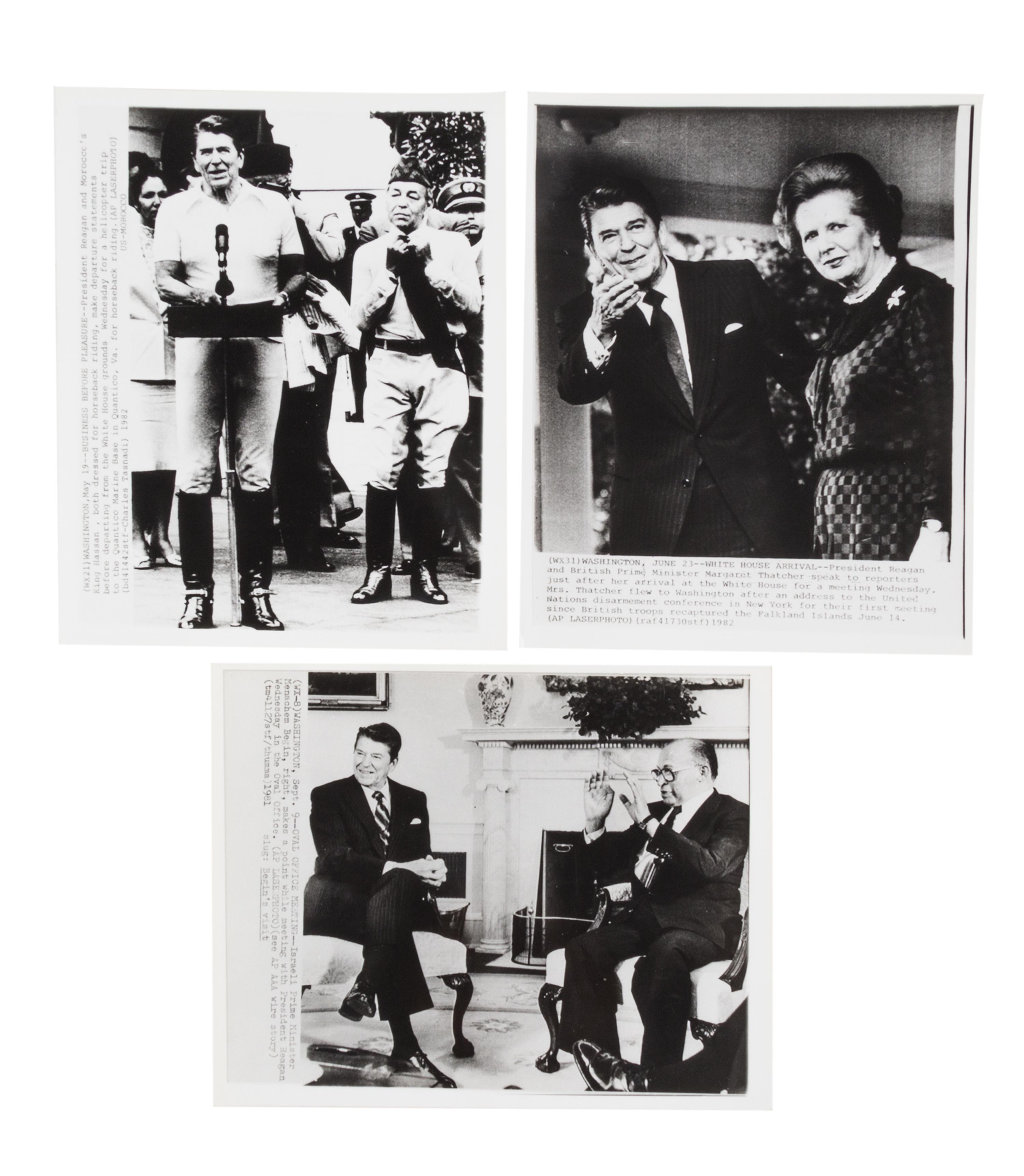 (NATIONAL ENQUIRER; REAGAN, RONALD) 9 photos, credits to Wide World Photos, United Press and People.