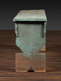 A Primitive Country Blue Painted Pine Bucket Bench