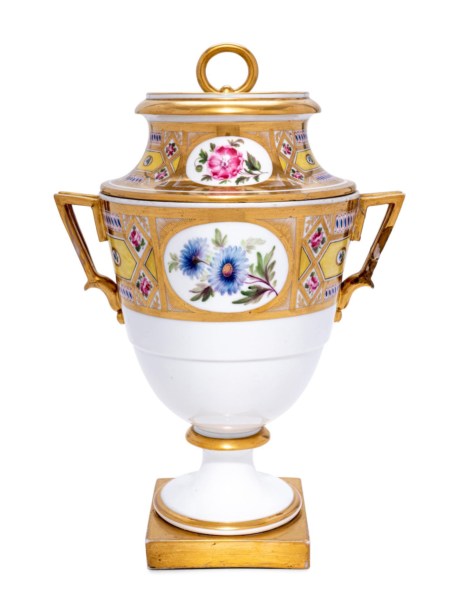 A Paris Porcelain ' Church Gresley' Fruit Cooler and Cover