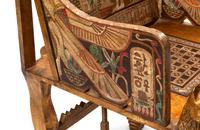 An Egyptian Style Painted Giltwood and Mother-of-Pearl Inlaid Throne Chair