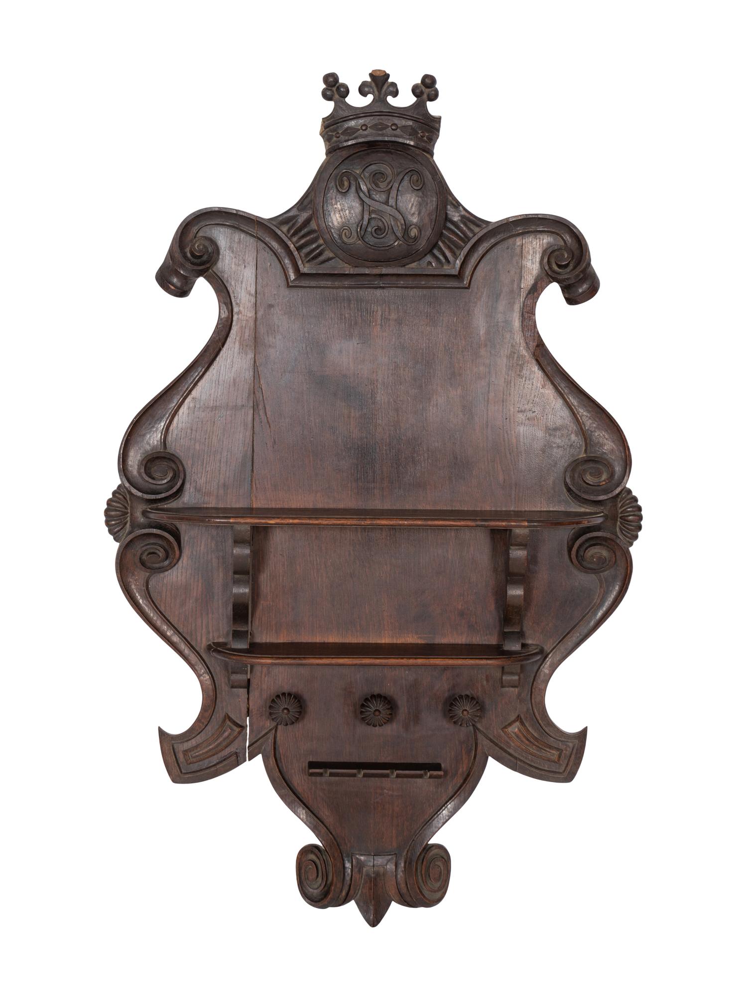 A Pair of Large Continental Cartouche-Form Hunting Lodge Pipe Racks