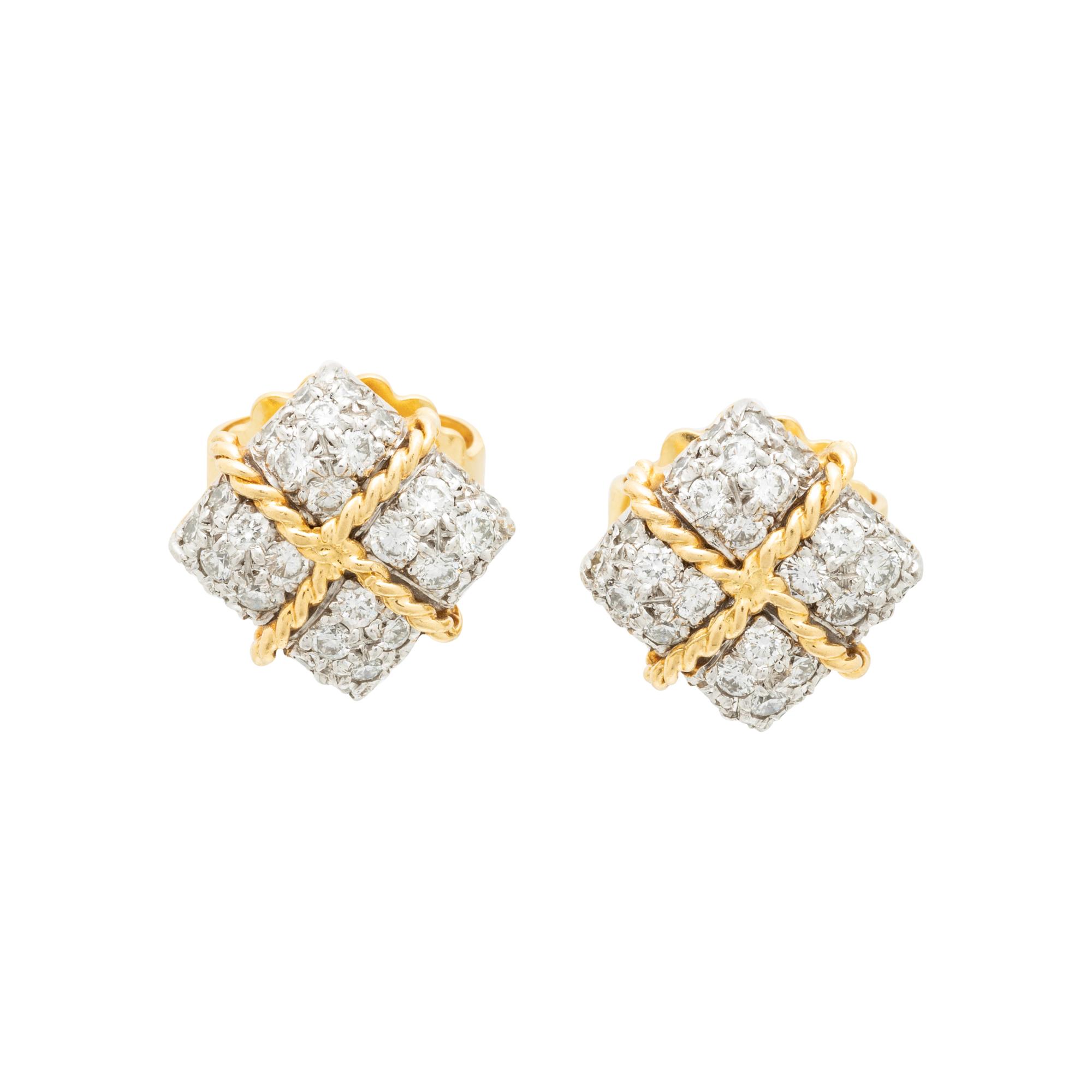 VERDURA, DIAMOND 'WRAPPED PACKAGE' EARRINGS