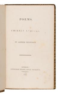 Tennyson, Alfred, Lord (1809-1892). Poems, Chiefly Lyrical . London: Effingham Wilson, 1830.