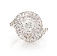 A 14 Karat White Gold and Diamond Ring, 3.50 dwts.