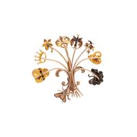 POLYCHROME ENAMEL, SEED PEARL, DIAMOND AND GEMSTONE STICK PIN BROOCH