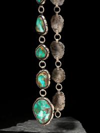Navajo Sterling Silver and Blue Gem Turquoise Link Concha Belt