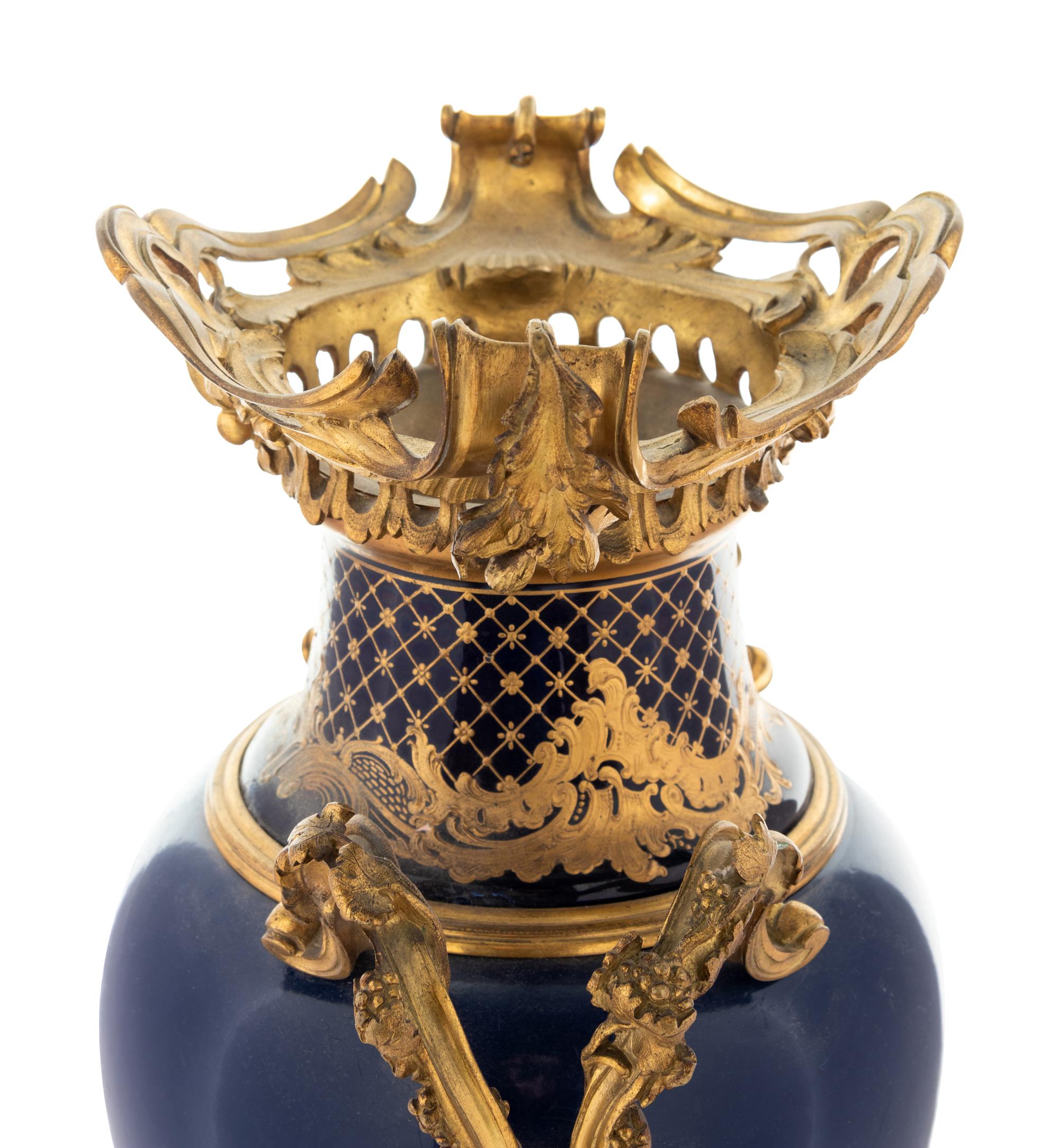 A Sèvres Style Gilt Bronze Mounted Porcelain Vase
