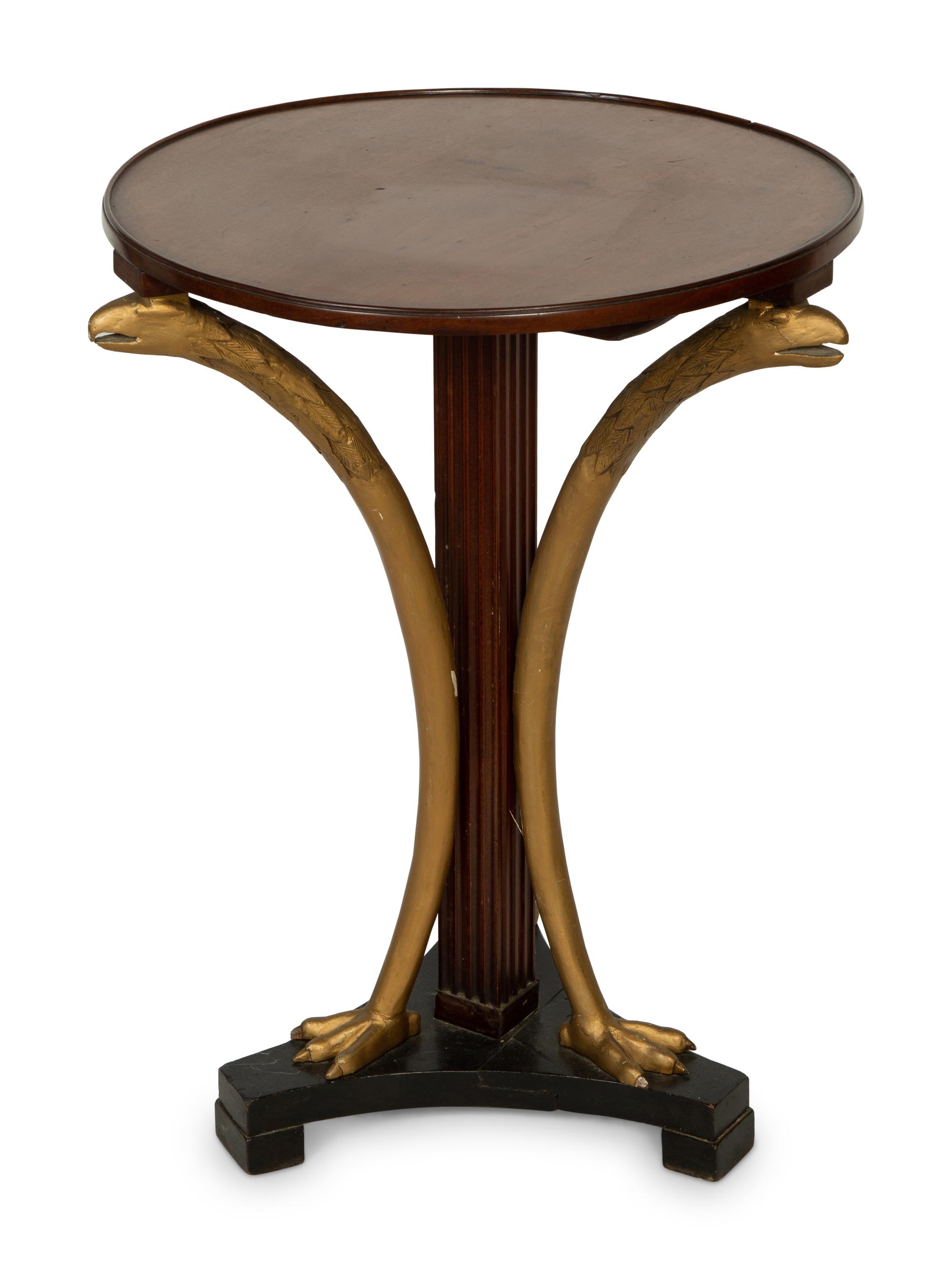 An Empire Style Parcel Gilt Mahogany Side Table