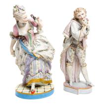 Two Vion & Baury Bisque Porcelain Figures Height 23 1/2 inches