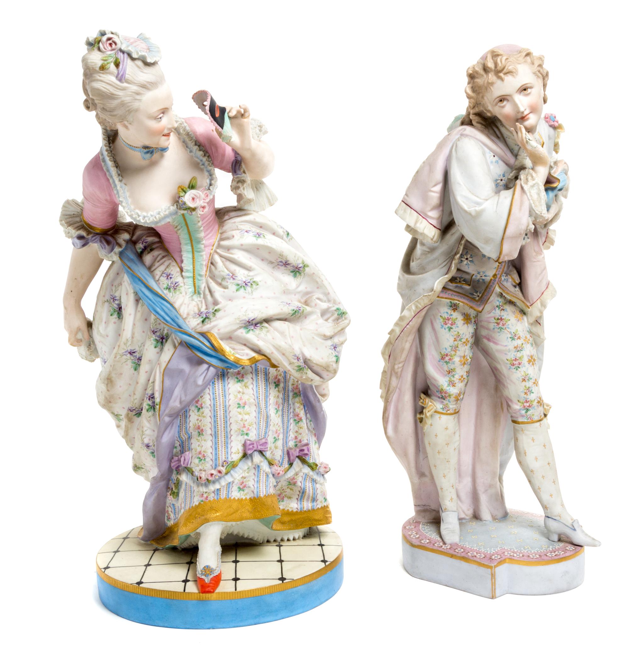 Two Vion & Baury Bisque Porcelain Figures Height 23 1/2 inches