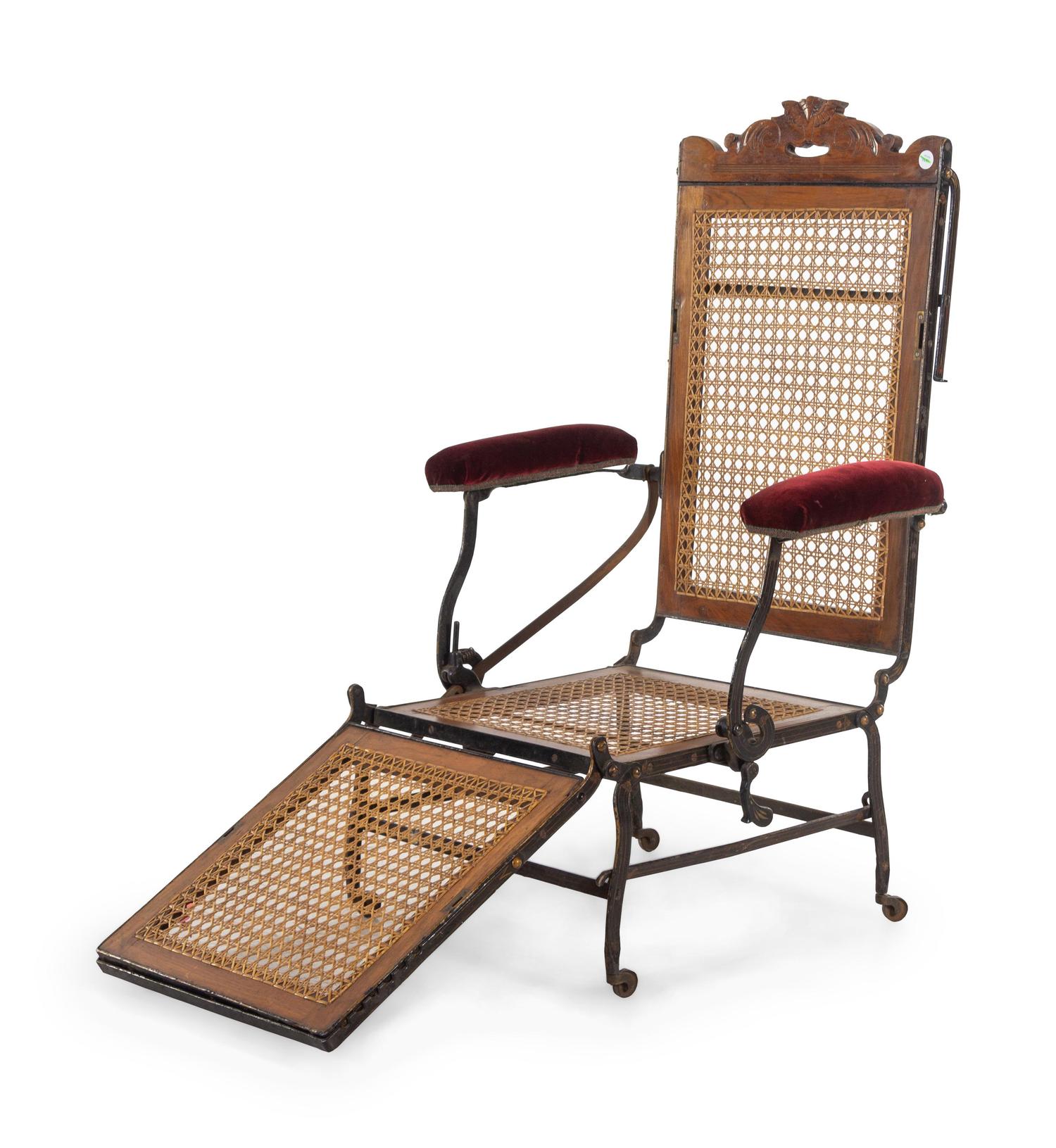 An American Walnut and Cast Iron Adjustable Invalid's Chair after a Design by Cevedra B. Sheldon