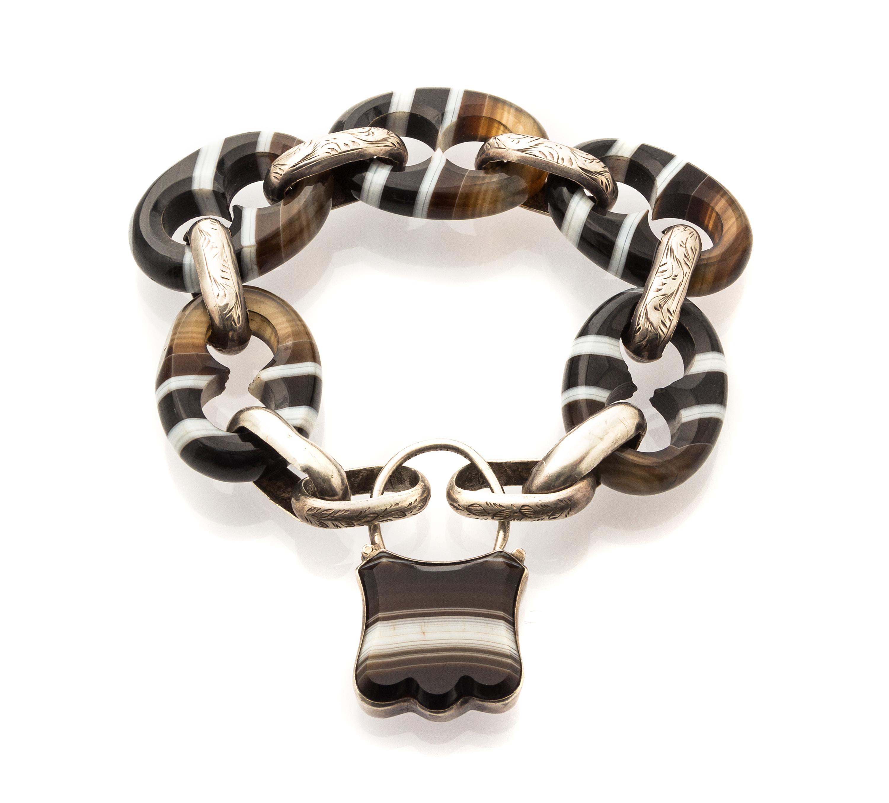 A Collection of Silver and Agate Bracelets, Scottish, 42.40 dwts.