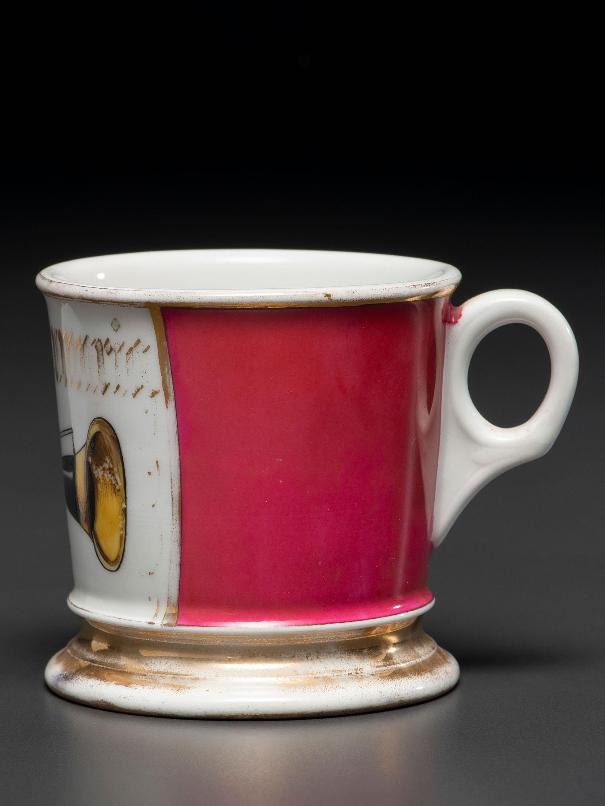 A Porcelain Shaving Mug Depicting a Cylinder Phonograph