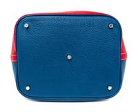 An Hermes Rouge Casaque and Bleu Taurillon Clemence Picotin Lock GM Handbag, 10.5" x 10.5" x 8.5".