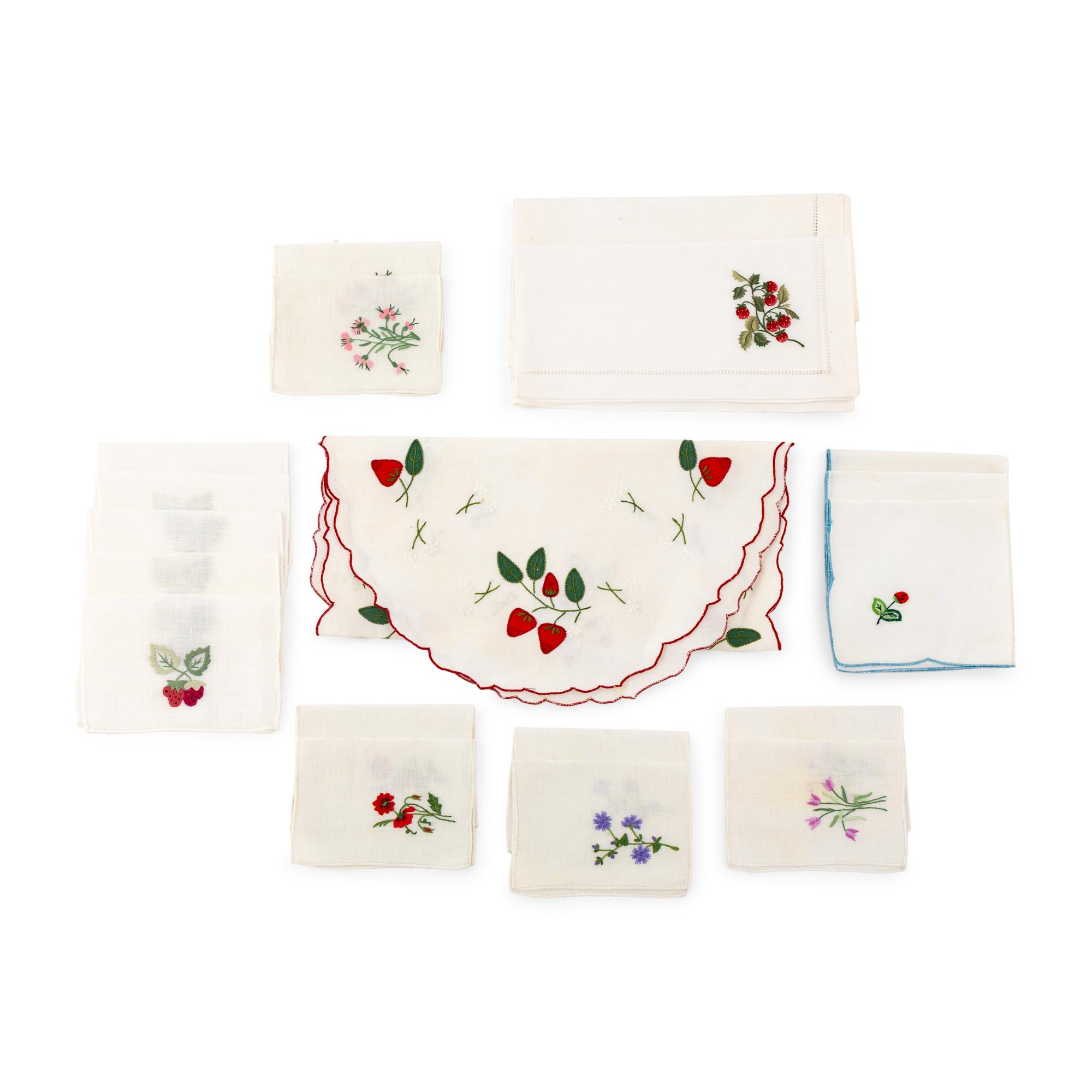 A Collection of Table Linens and Strawberry-Themed Articles