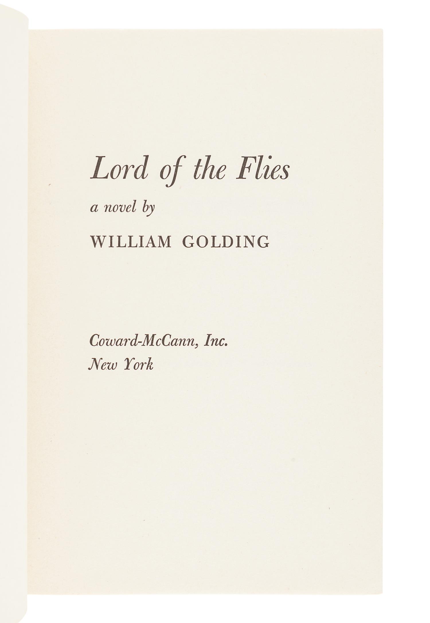 GOLDING, William (1911-1993). Lord of the Flies . New York: Coward-McCann, Inc., 1955.