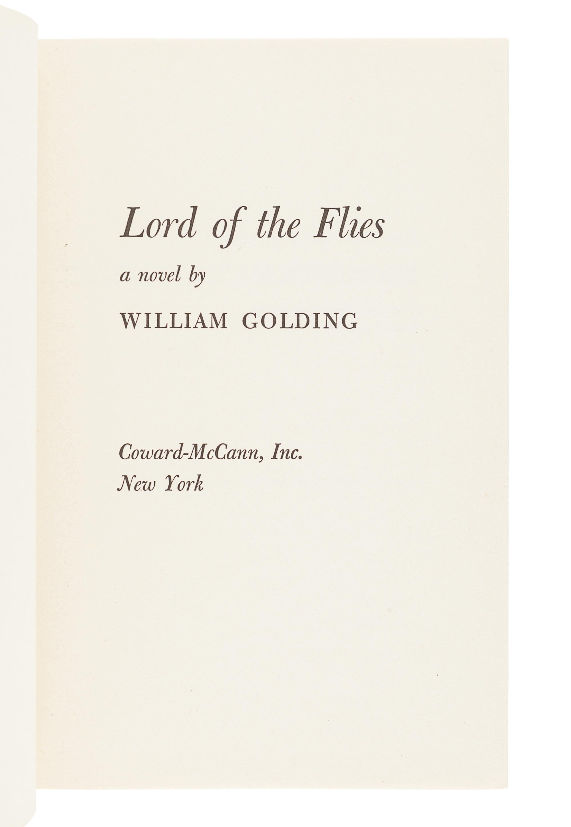 GOLDING, William (1911-1993). Lord of the Flies . New York: Coward-McCann, Inc., 1955.