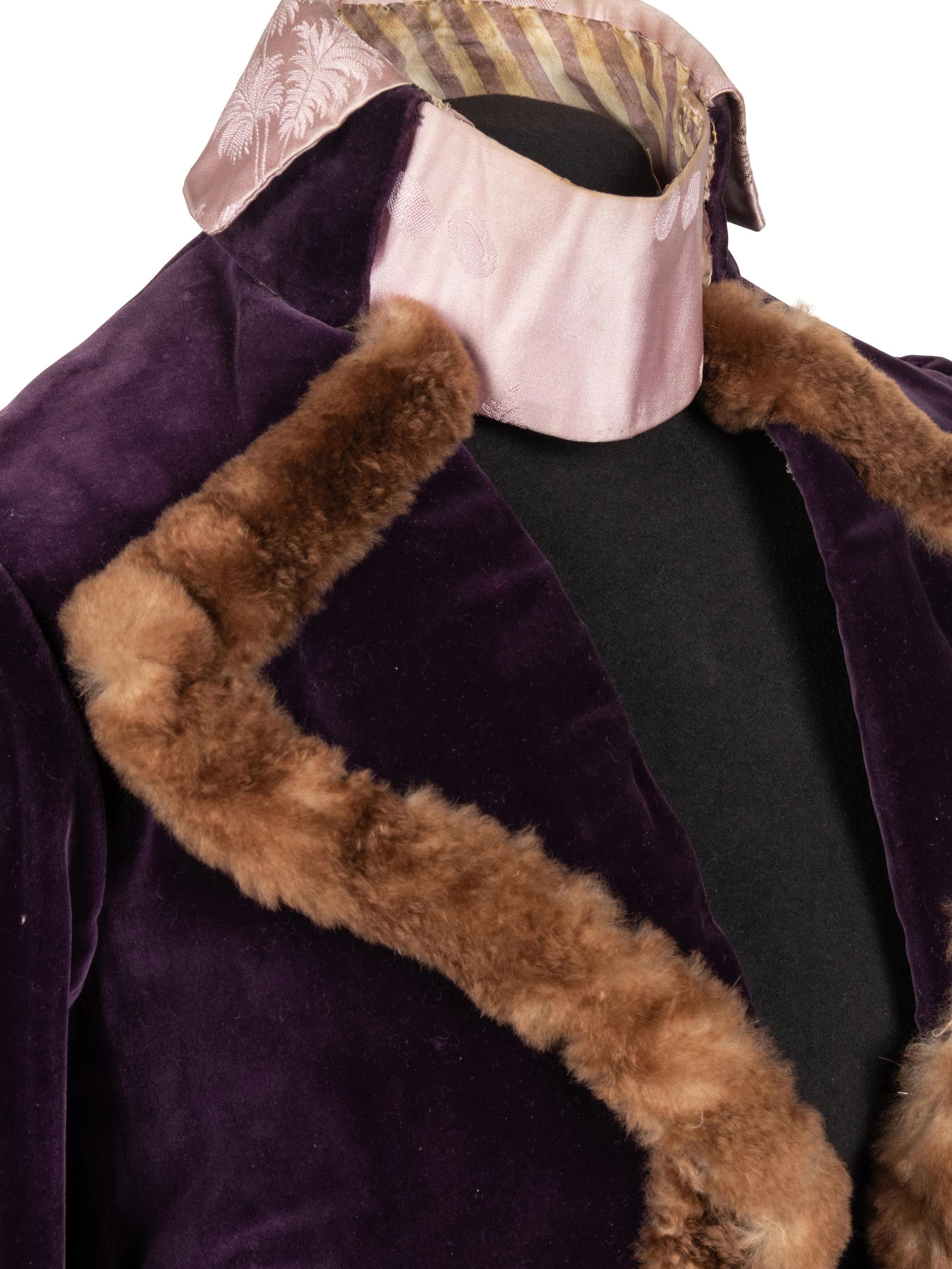 Silk Velvet Two-Piece Dress Ensemble Trimmed with Fur, 1900