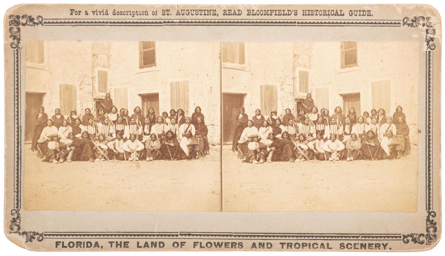 [NATIVE AMERICANS - APACHE PRISONERS]. [WILSON & HAVENS, photographers]. A Picture of the Indian Cut Throats & Scalpers. St. Augustine, FL: ca 1875.