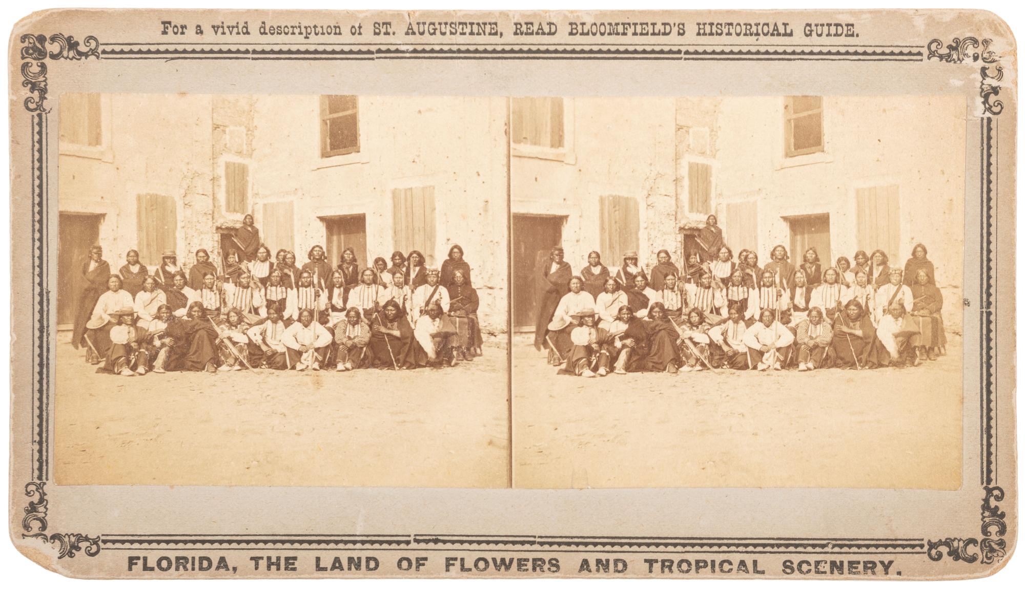 [NATIVE AMERICANS - APACHE PRISONERS]. [WILSON & HAVENS, photographers]. A Picture of the Indian Cut Throats & Scalpers. St. Augustine, FL: ca 1875.