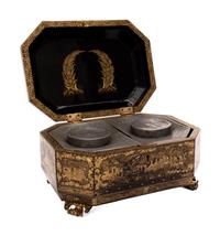 A Chinese Export Lacquered Tea Caddy