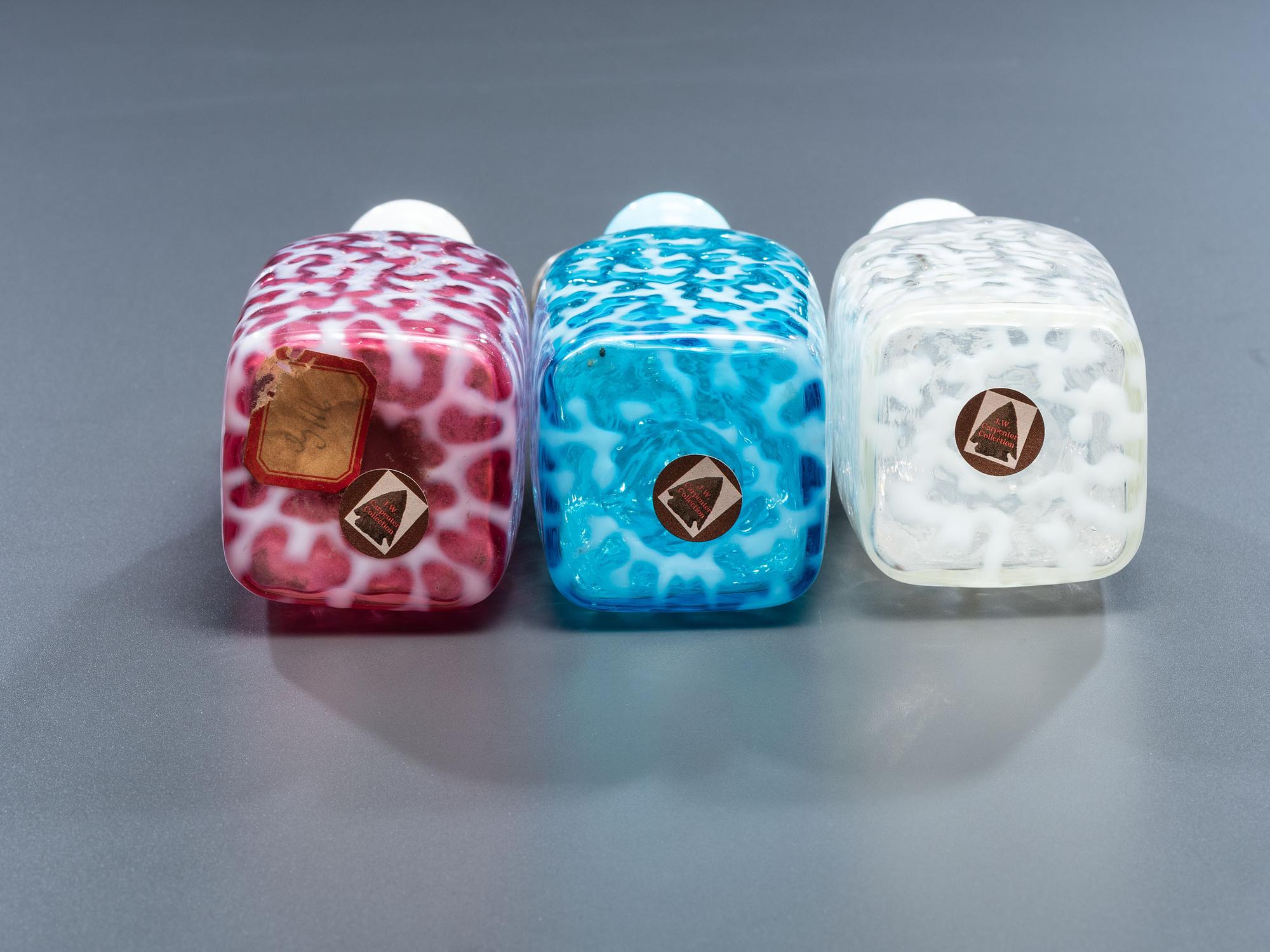 Three Seaweed or Coral Reef Barber's Bottles