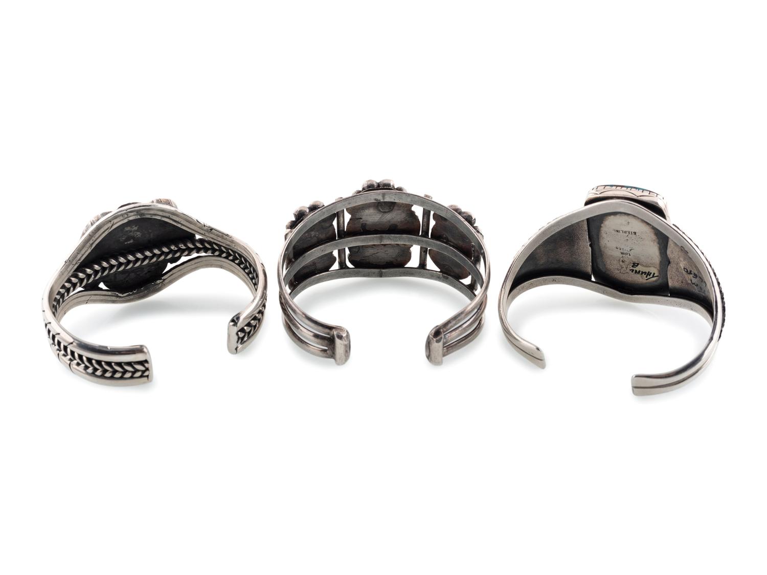 Navajo Silver and Turquoise Cuff Bracelets