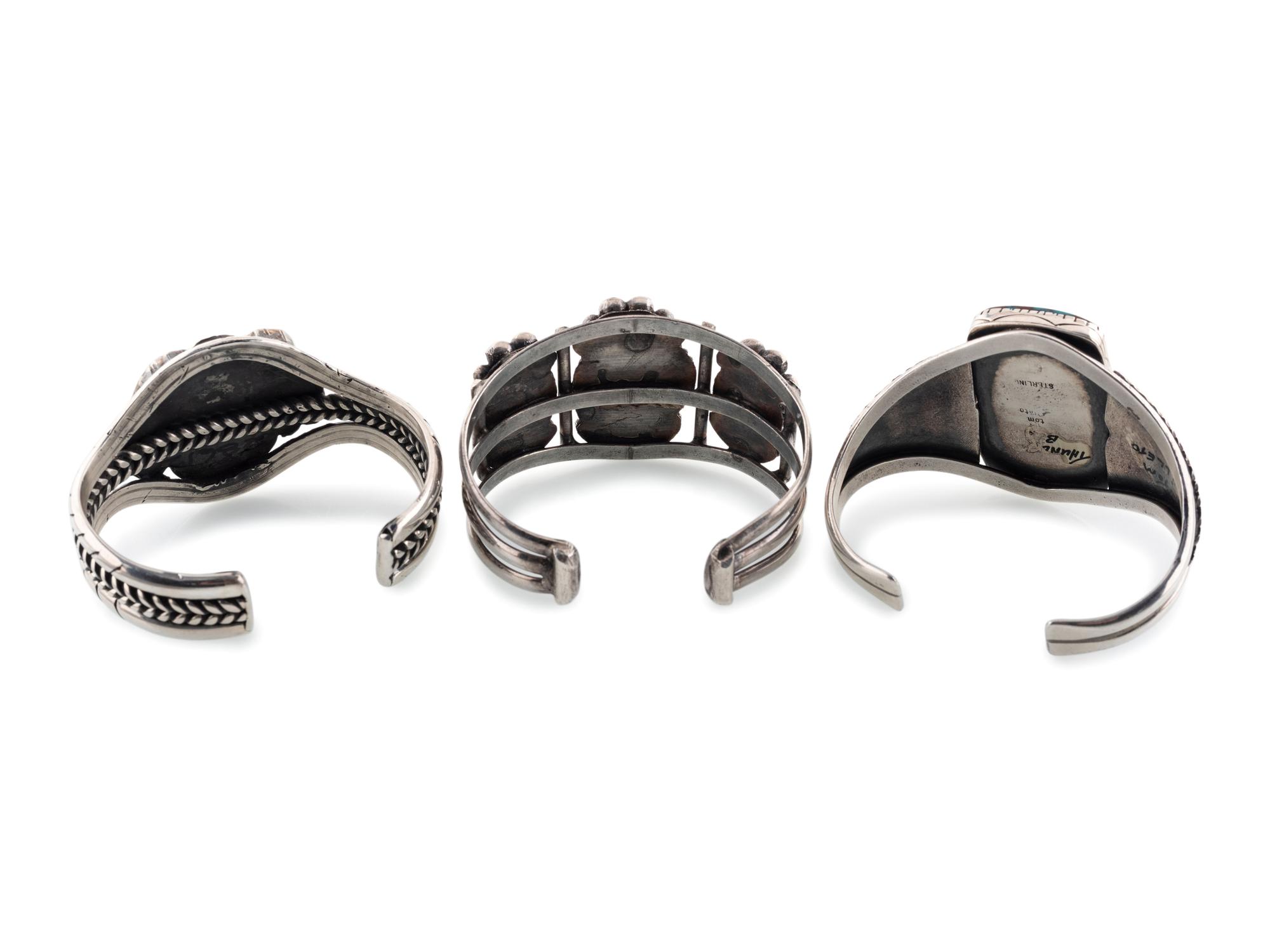 Navajo Silver and Turquoise Cuff Bracelets