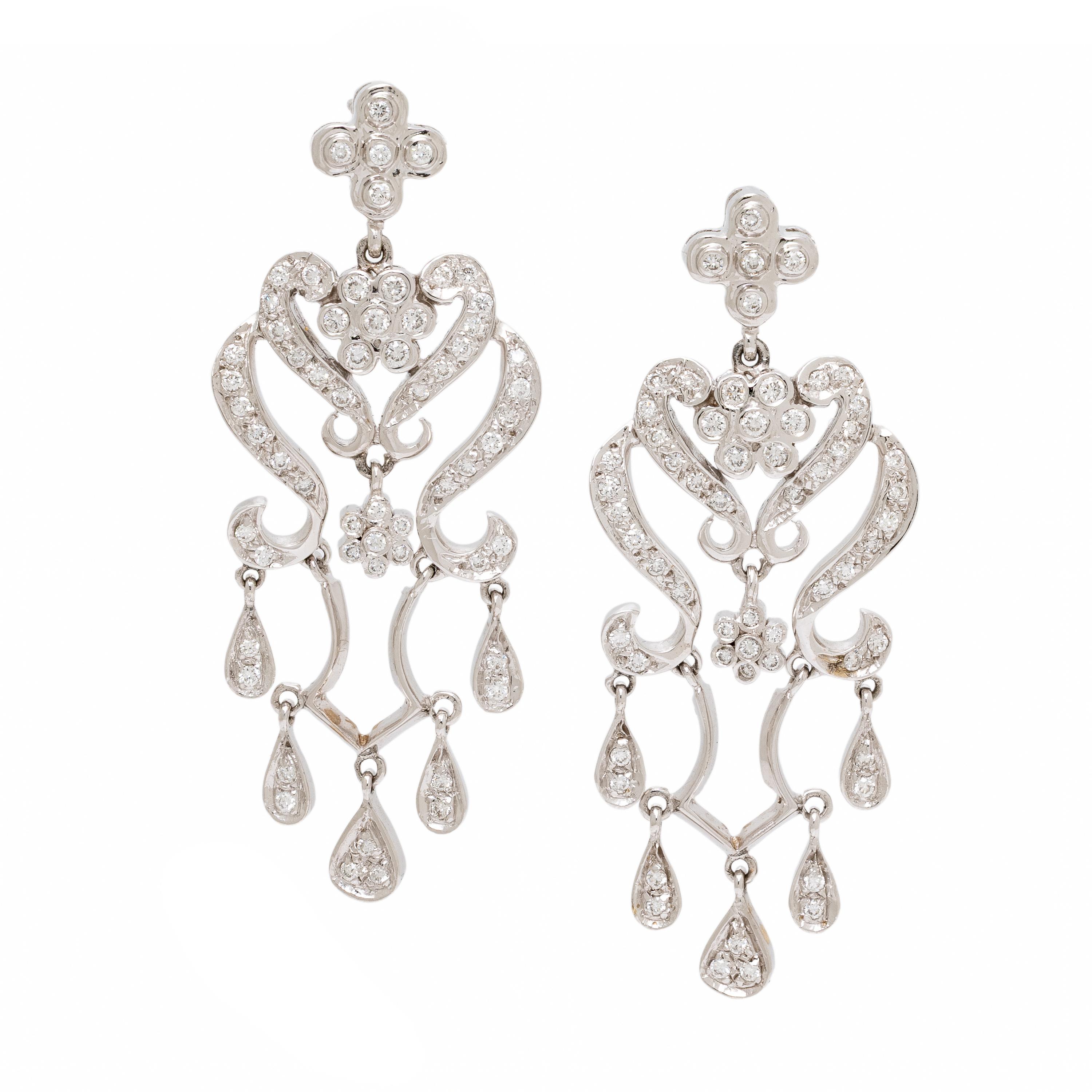 Diamond and White Gold Chandelier Earrings