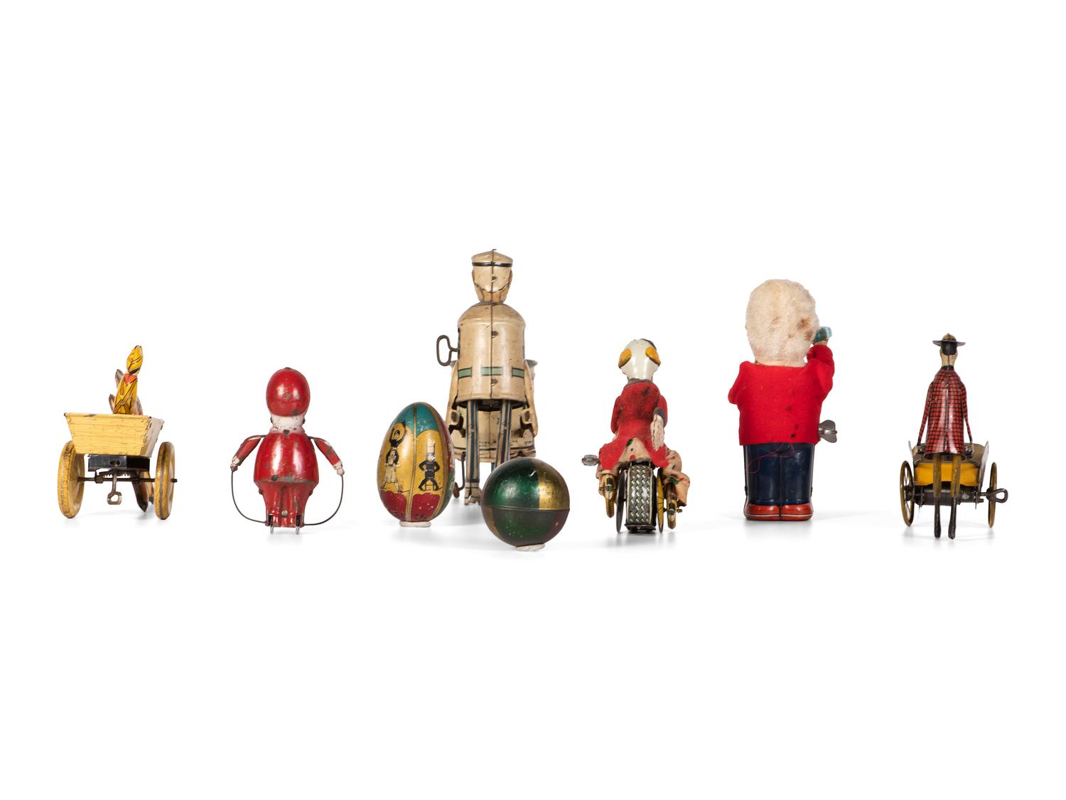 Six Tin Mechanical Figural Toys