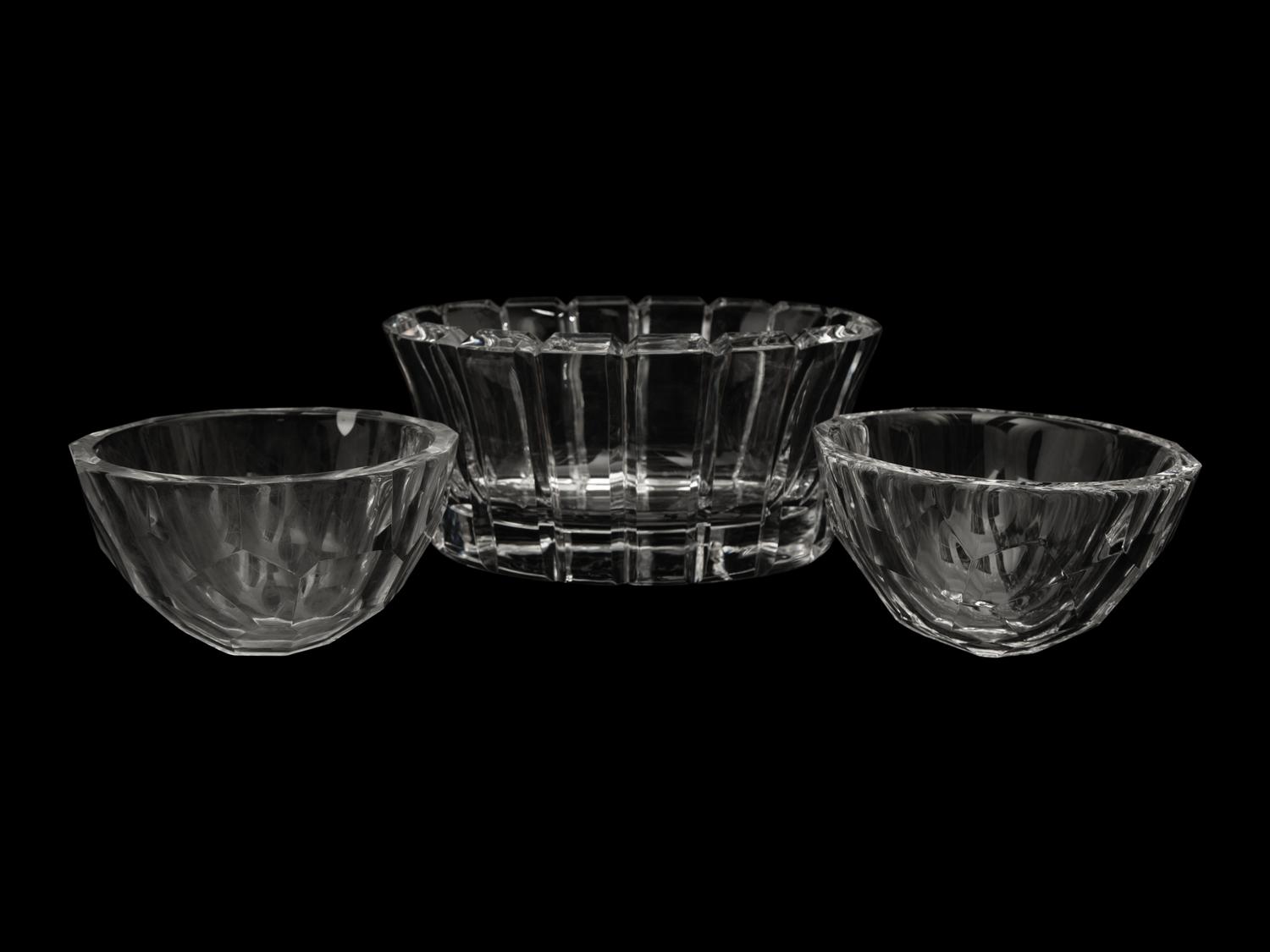Three Orrefors Cut Glass Bowls
