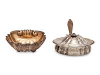 An Italian Silver Shell Bowl and an Italian Silver Waiter