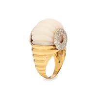 CORAL AND DIAMOND RING