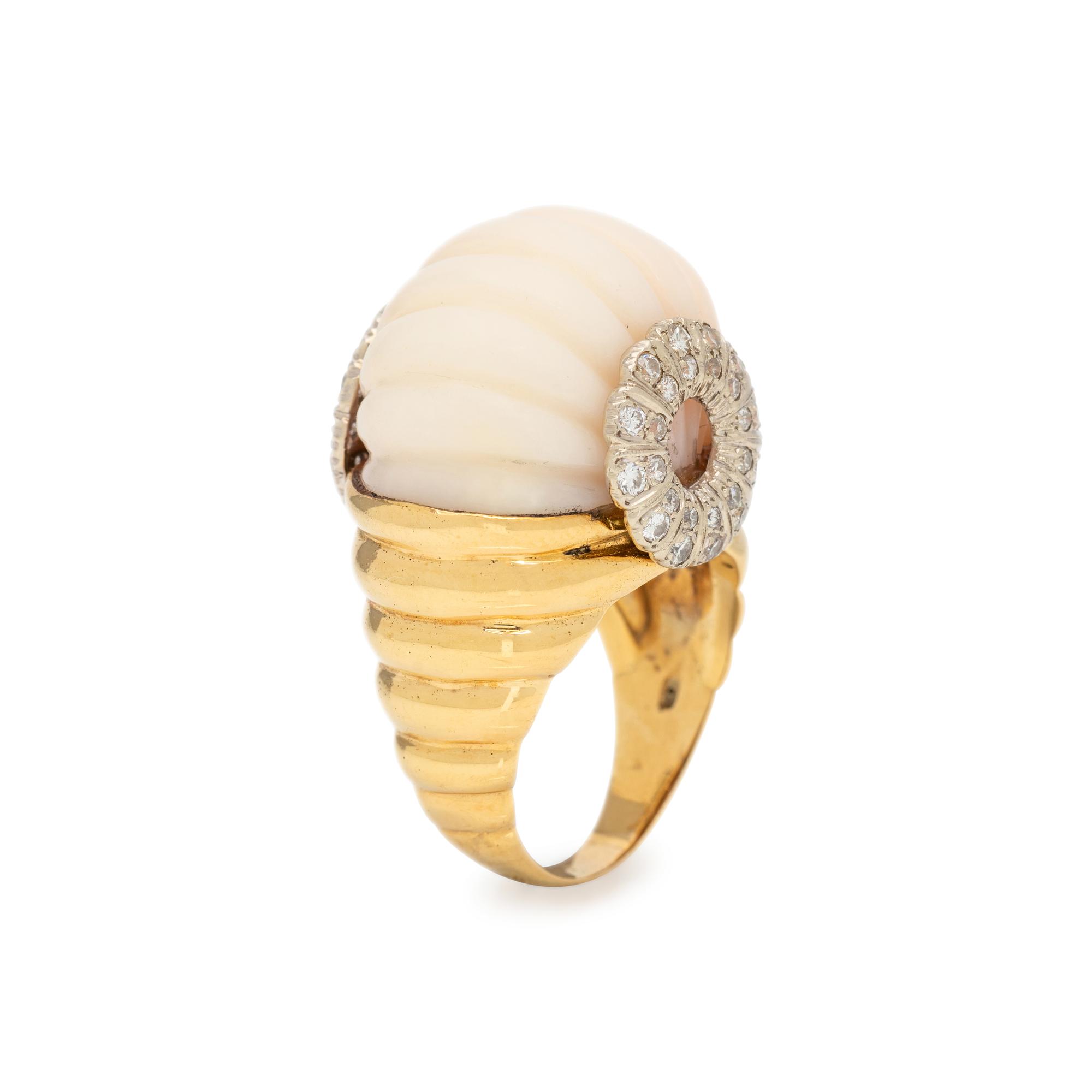 CORAL AND DIAMOND RING
