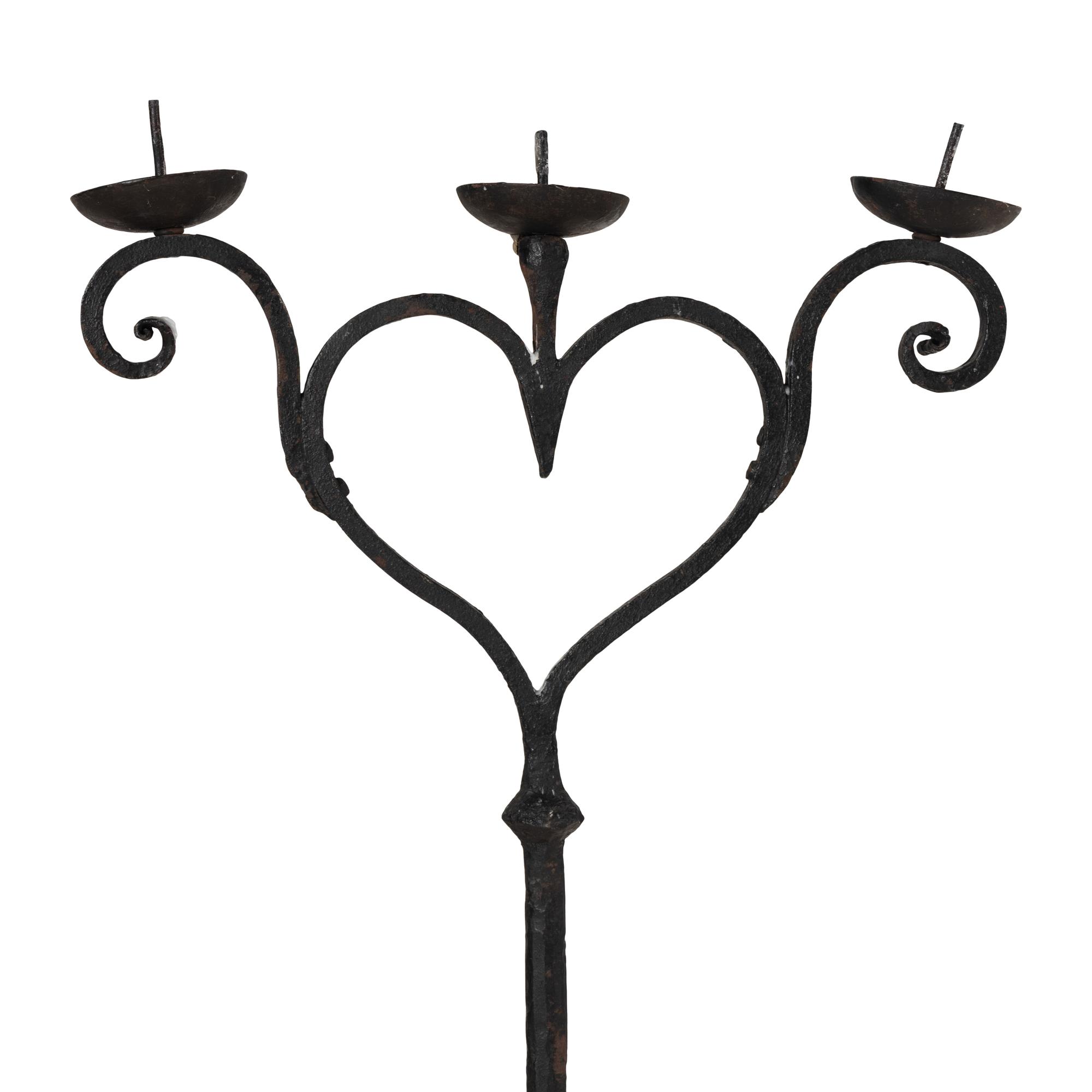 An Iron Three-Light Floor Candelabrum