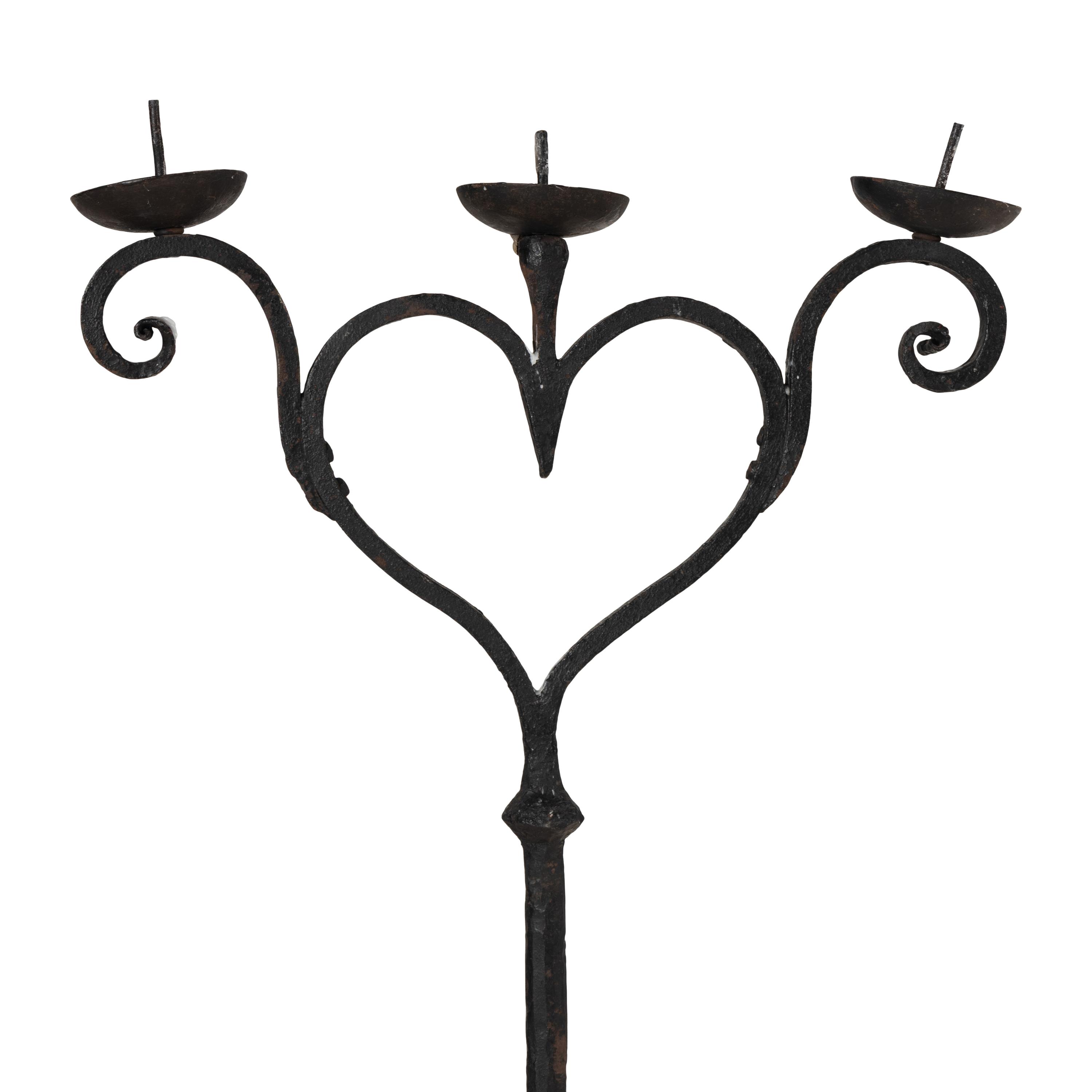 An Iron Three-Light Floor Candelabrum