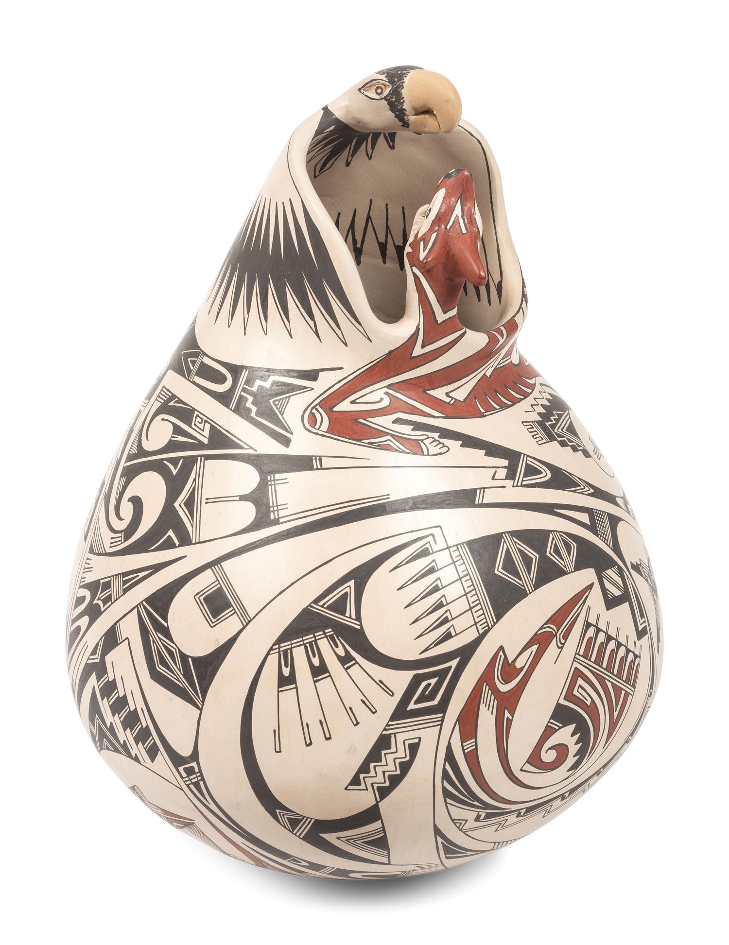 Pottery Vase, with Jaguar and Eagle