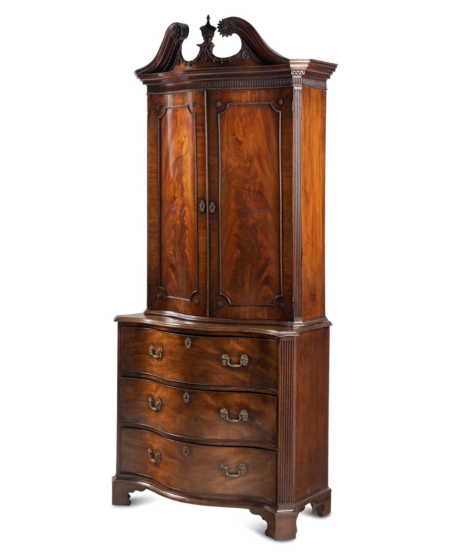A George III Mahogany Serpentine Bookcase