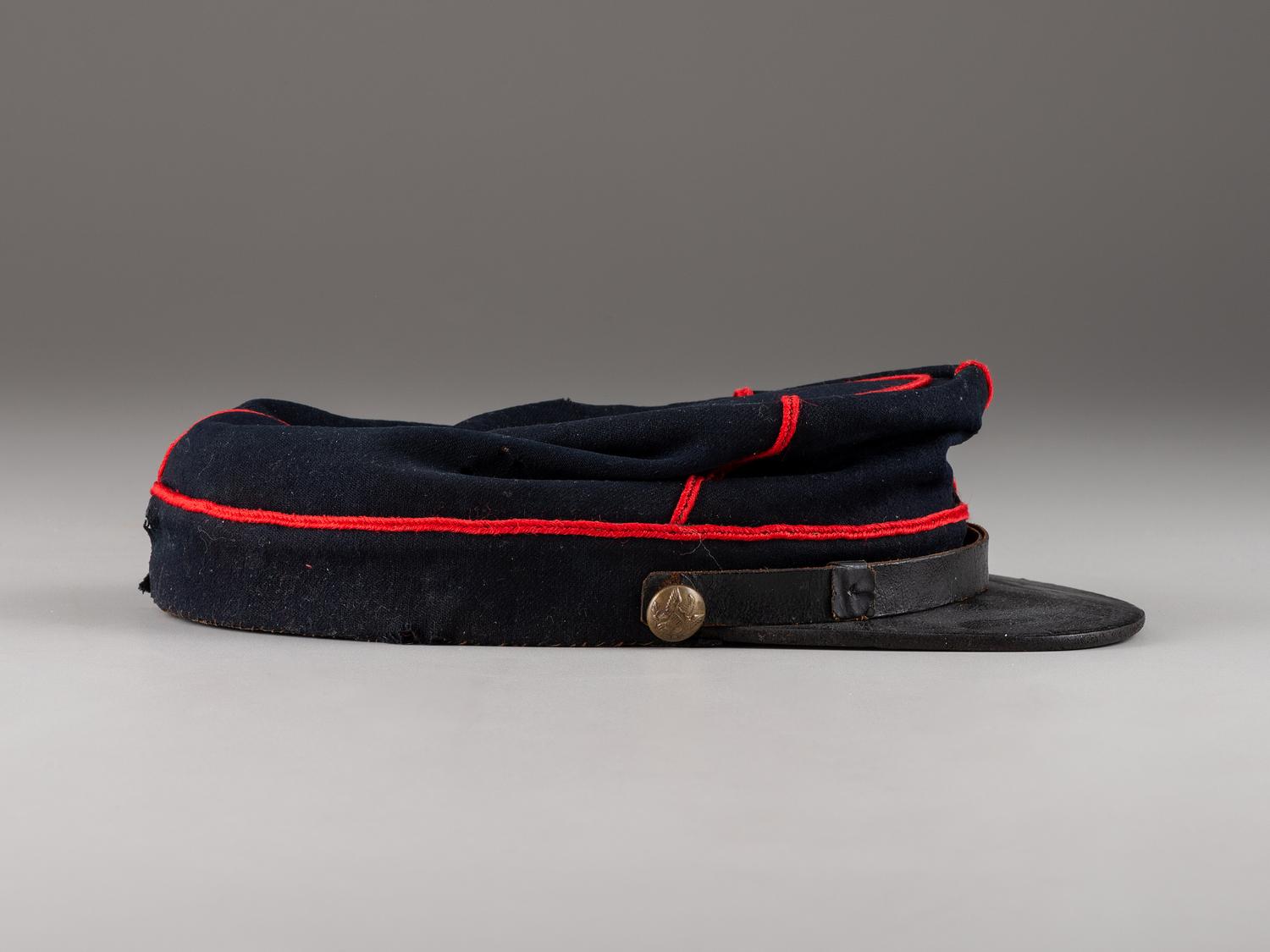 [CIVIL WAR]. 95th Pennsylvania Volunteers, Gosline's Zouaves, red piped kepi, identified to Joseph Greeley, Co. D.
