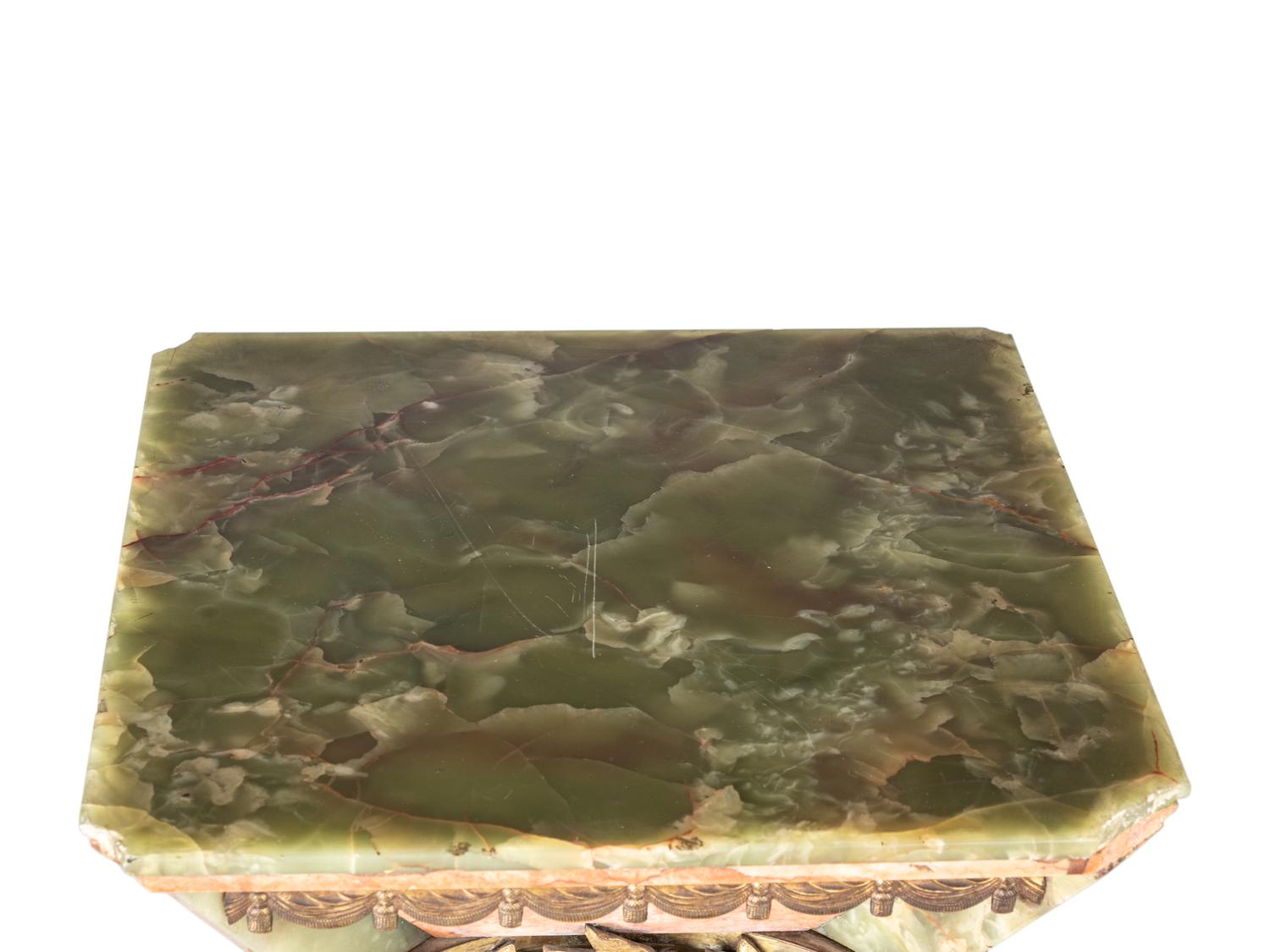 A Continental Onyx, Marble and Gilt Bronze Pedestal