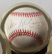 A Collection of Eleven 500 Home Run Club Autographed Baseballs Height of display case 9 inches x width 36 1/2 x depth 10 inches.