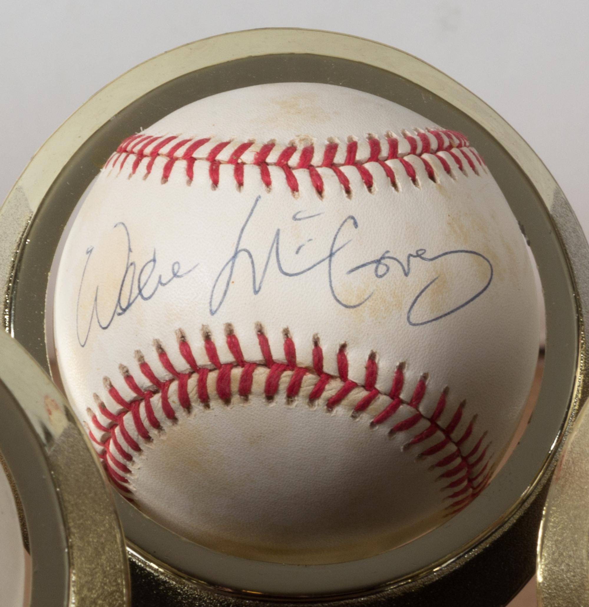 A Collection of Eleven 500 Home Run Club Autographed Baseballs Height of display case 9 inches x width 36 1/2 x depth 10 inches.