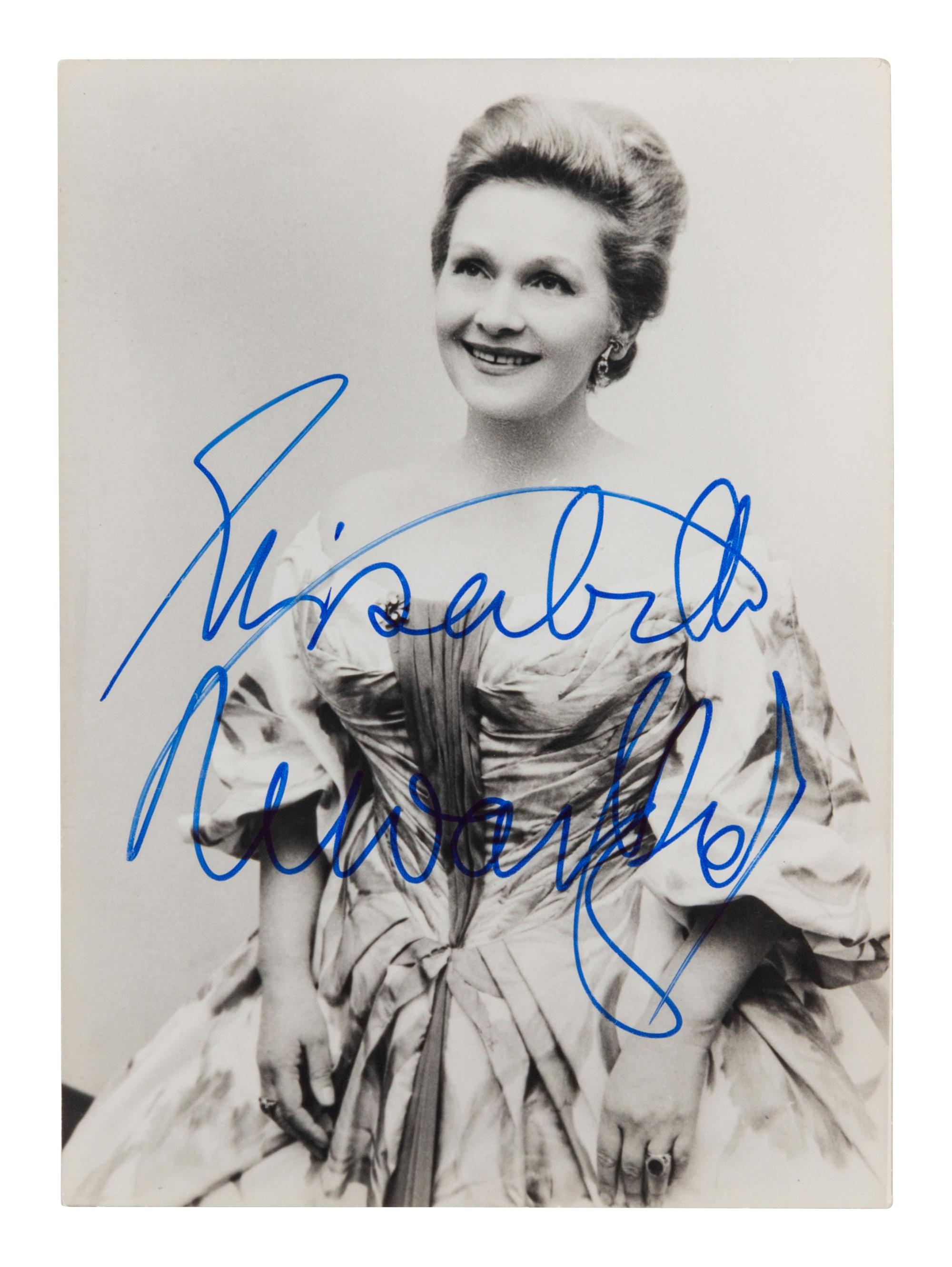 [20TH-CENTURY OPERA SINGERS]. A group of 7 photographs of opera singers from the 1950s-1960s, most signed, comprising images of: